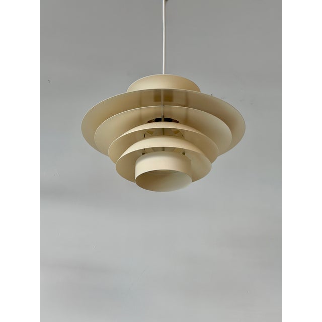 Scandinavian Cream Pendant Lamp with 7 Layers from Jeka, Denmark, 1960s For Sale - Image 15 of 18