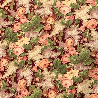 Vintage Portfolio for Duralee Cabbage Rose Floral Cotton Fabric: 5.5 Yards For Sale
