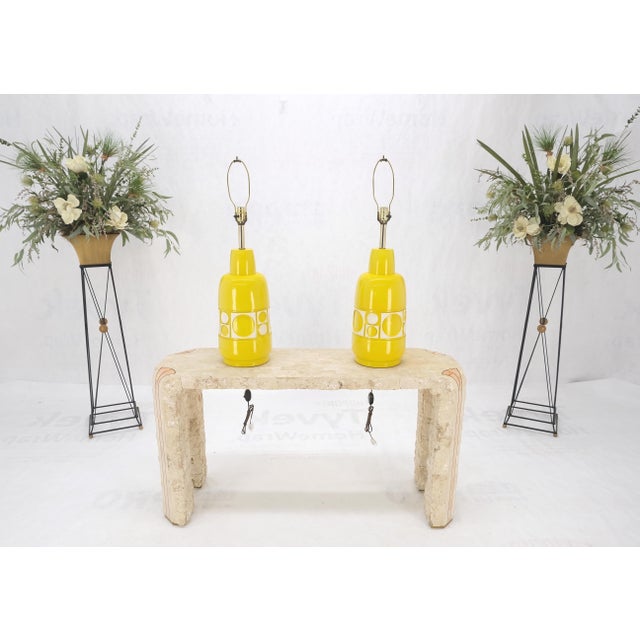 1970s Lemon Yellow jug Bottle ShapeArt Porcelain Pottery Ceramic Table Lamps - A Pair For Sale - Image 5 of 12