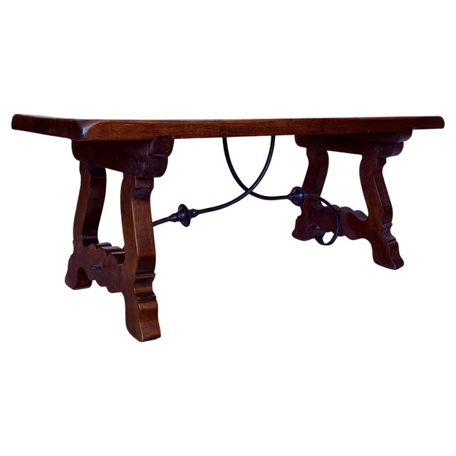 Early 20th Century Spanish rectangular coffee table with lyre Legs For Sale - Image 9 of 18