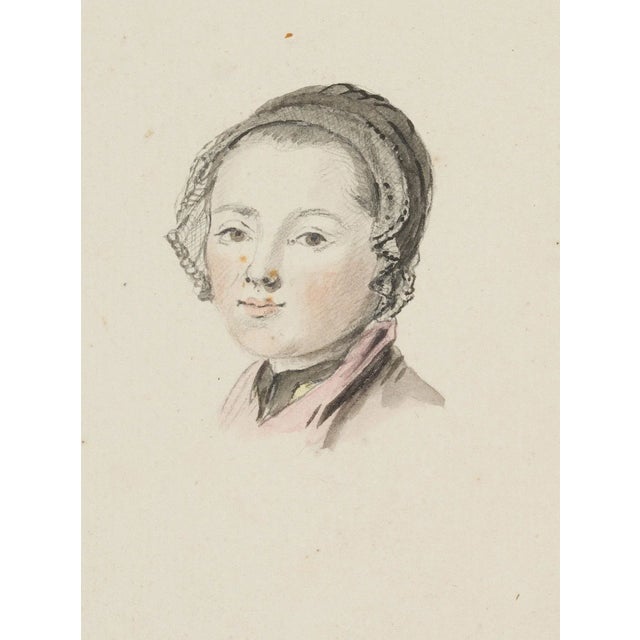 J. Aberli, Studies of a Woman with a Bonnet, 1750, Watercolor For Sale - Image 3 of 5
