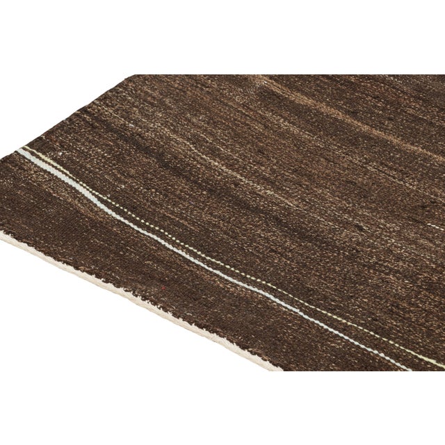 Vintage Northwest Persian Kilim in Solid Brown With Beige Striae by Rug & Kilim For Sale In New York - Image 6 of 7