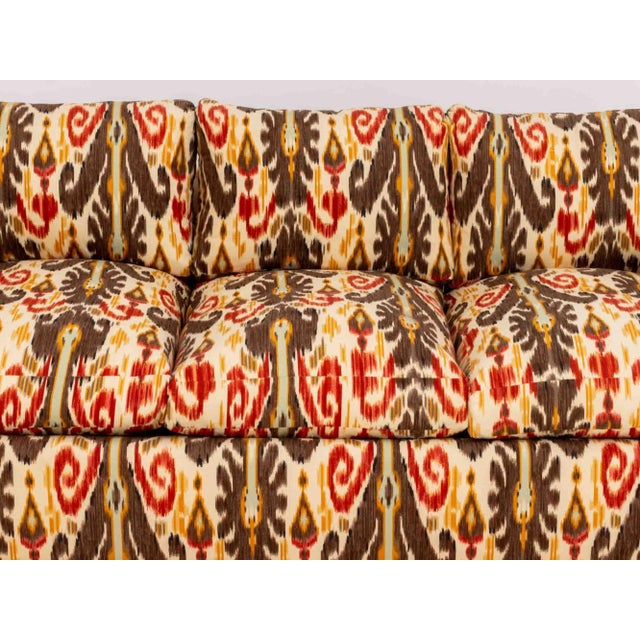Early 21st Century Modern Ikat Fabric Upholstered Three-Seat Sofa For Sale - Image 5 of 10