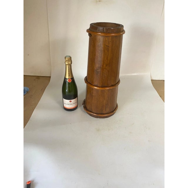 Vintage Wood and Rattan Umbrella Stand, 1950s For Sale - Image 9 of 11