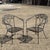 Vintage Salterini Style Art Nouveau Wrought Iron Garden Patio Barrel Back Arm Chairs with Leaf and Vine Design by...