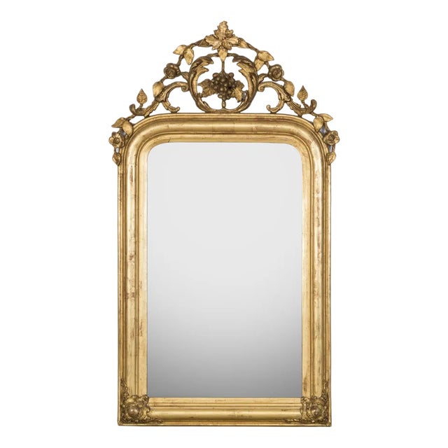 19th Century Louis Philippe Mirror with Foliage and Grape Motifs For Sale