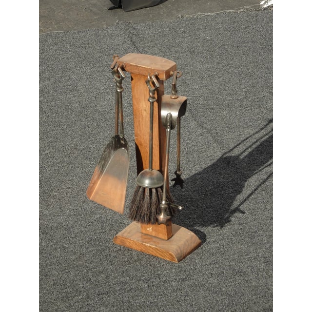 French Country Fp5 Vintage French Country Brown Fireplace Tools W 4 Tools For Sale - Image 3 of 13
