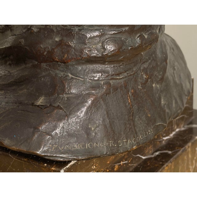 Metal 1900s Jose Cardona Signed Bonze Sculpture on a Marble Base of a Elderly Woman For Sale - Image 7 of 10