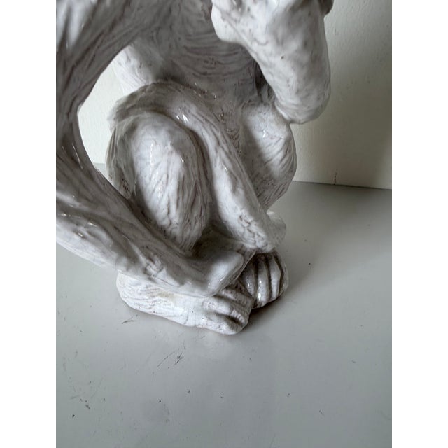 Ceramic 1960s Vintage Italian Palm Beach Style Glazed Terracotta Monkey Sculpture For Sale - Image 7 of 12