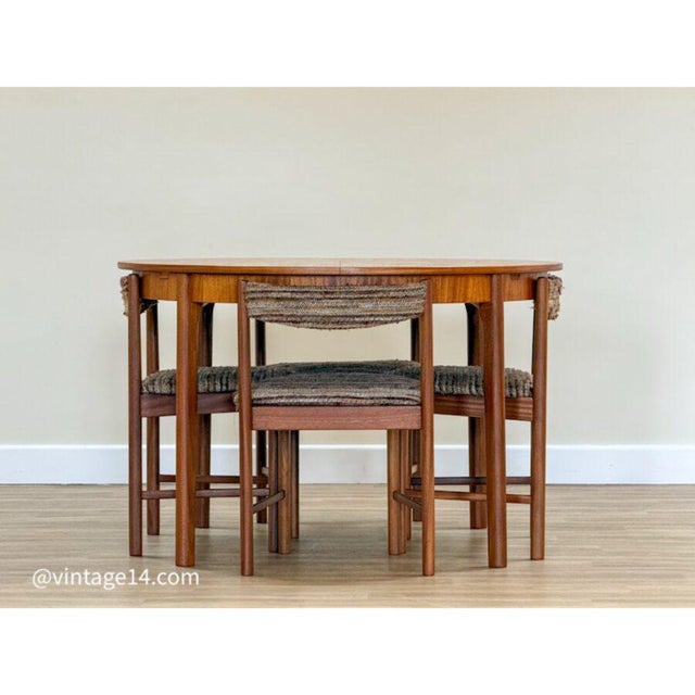 Small Round Extending Dining Table and Chairs by Tom Robertson for Mcintosh, 1970s, Set of 5 For Sale - Image 17 of 17
