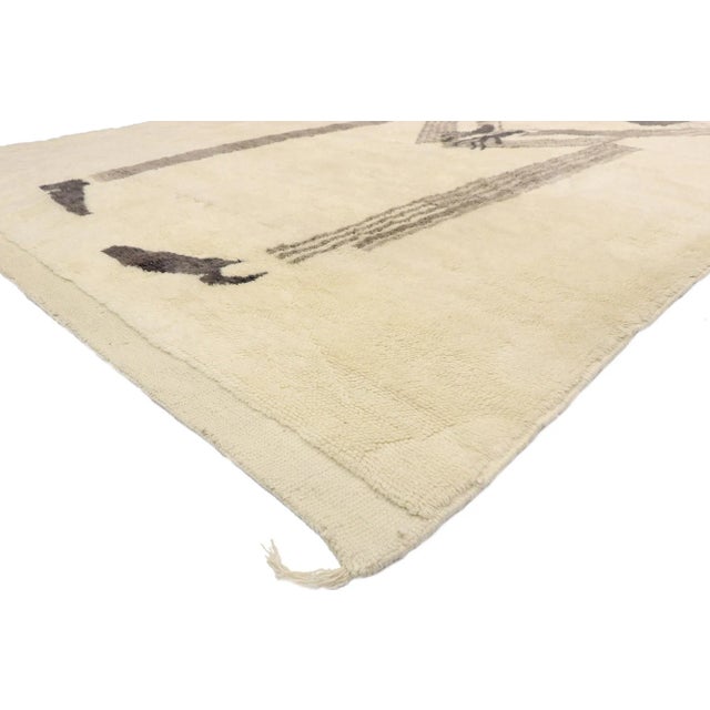 Contemporary Moroccan Rug with Minimalist Style and Figurative Art Design 08'03 x 13'09. Drawing inspiration from...