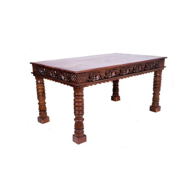 Hand-Carved Wooden Desk For Sale - Image 4 of 9