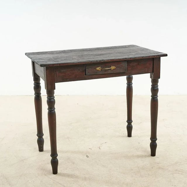 Brown Vintage Desk with Drawer For Sale - Image 8 of 8