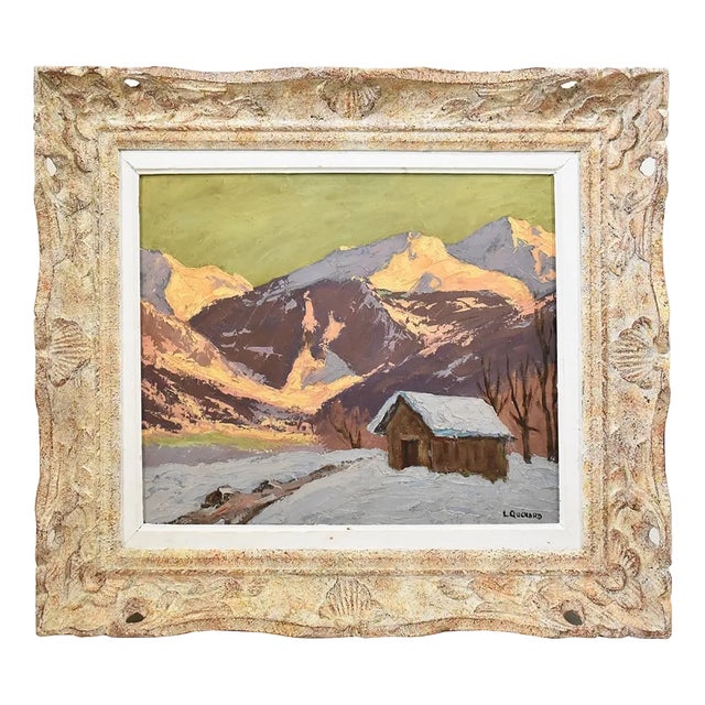 Lucien Quenard, Mountain Landscape, 1930, Oil on Panel, Framed For Sale