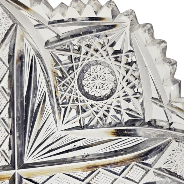 American Brilliant Period Small Hobstar Cut Glass Dish For Sale - Image 10 of 12