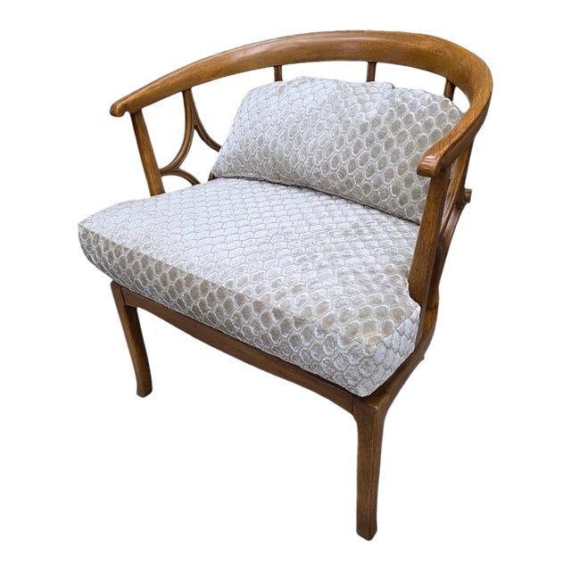 MCM William "Billy" Haines Fruitwood Spider/Barrel Back Lounge Newly Reupholstered For Sale