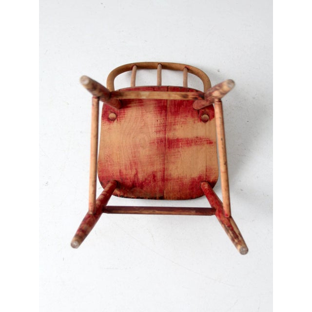Vintage 1930s Spindle Back Children's Wood Chair For Sale - Image 14 of 14