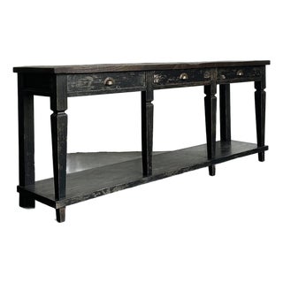 Vintage Patinated Long Console Table For Sale