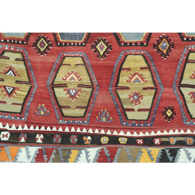 Vintage Turkish Sivas Nomad's Kilim Large Rug For Sale - Image 10 of 13