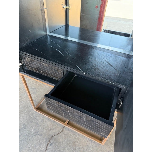 Global Views Horn Inlay Bar Cabinet Black/Antique Brass For Sale In Dallas - Image 6 of 16