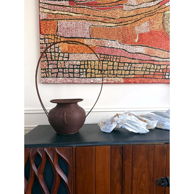 Large Rare Japanese Bamboo Flower Basket Hahakago by Tokosai For Sale - Image 16 of 18
