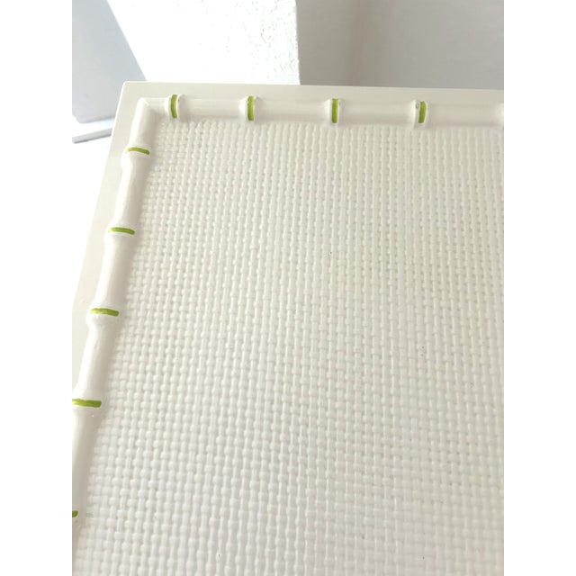 Chinoiserie Mid-Century White Faux Bamboo Wood Side Table For Sale - Image 3 of 6
