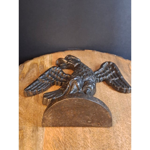 Antique Cast Iron Eagle on Rock Doorstop Patriotic Americana Hubley or Albany For Sale - Image 13 of 17