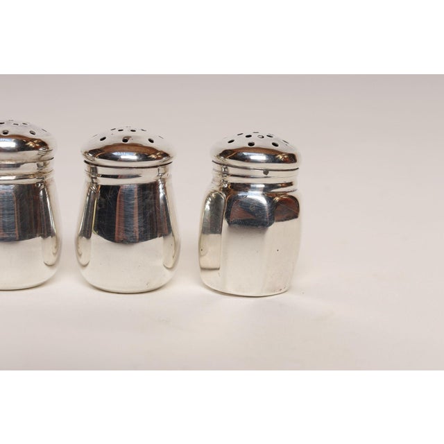 1930s Art Deco 8 Sterling Silver Salt Shakers by Revere and JWW With Retailer Georg Jensen Box For Sale - Image 13 of 17