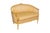 A Louis XVI style canapé corbeille settee. The crest rail, surmounted with an acanthus spray, curves round in the...