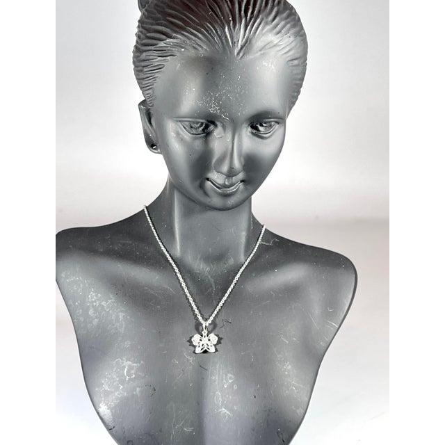 18 Karat Gold Butterfly Pendant with White Diamond & 14 Karat White Gold Chain For Sale - Image 18 of 18