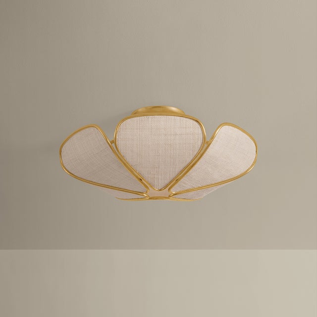 Hudson Valley Lighting Hudson Valley Lighting Bayville 20 in. 3 Light Semi Flush in Vintage Gold Leaf Finish For Sale - Image 4 of 5