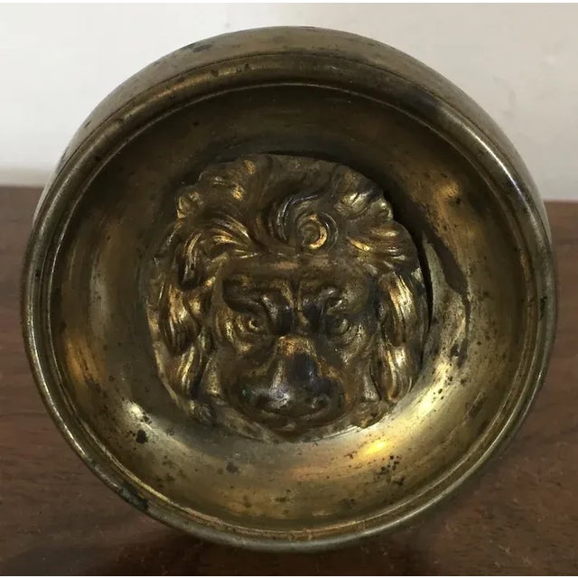 Metal Antique Early 19th Century English Regency Gilt Brass Drapery Tie Back with Lion Mask For Sale - Image 7 of 13