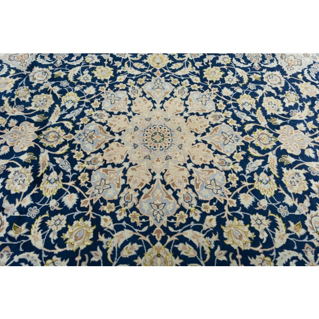 Kashan Oriental Rug in Blue & Cream For Sale - Image 6 of 13
