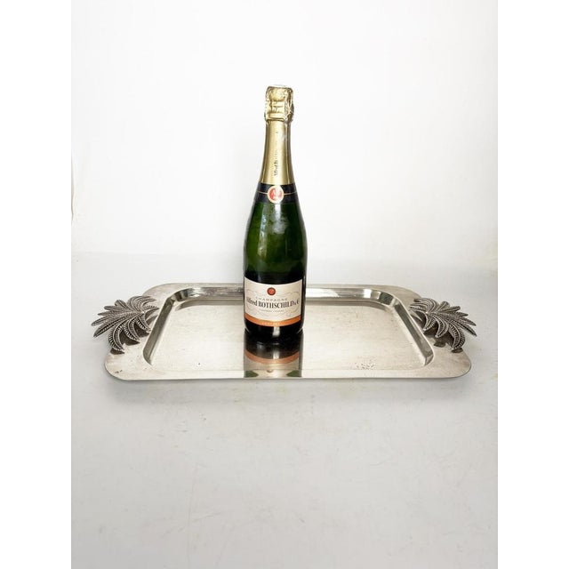 Hollywood Regency Metal Plate with Palm Tree Decoration, France, 1970 For Sale - Image 3 of 10