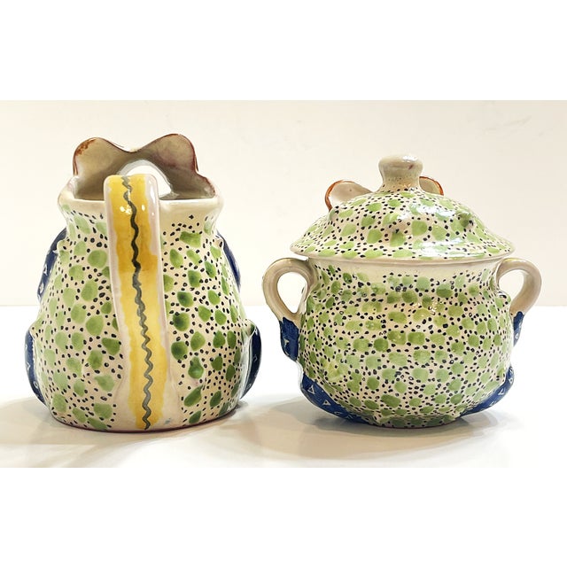 Vintage Mexican Pottery Cream and Sugar Frogs For Sale In Greenville, SC - Image 6 of 13