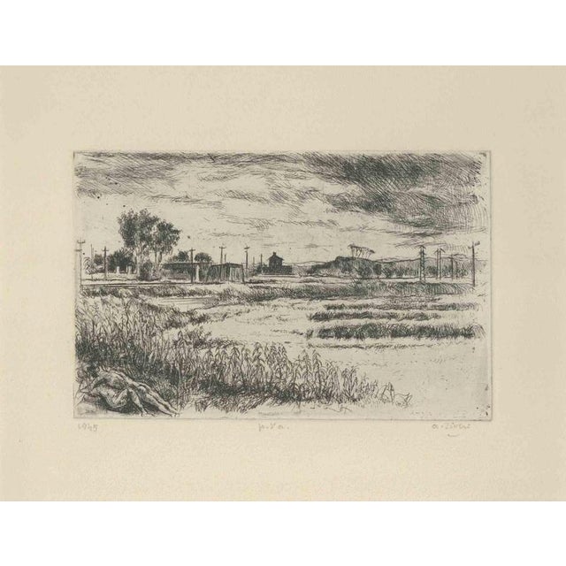 Etching andr drypoint on paper. Hand signed. Artist's Proof. Passepartout included. This piece is attributed to the...