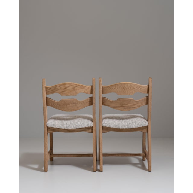 Beige Pair of 1970s French Beige Oak Mid-Century Modern Chairs with Upholstered Seats For Sale - Image 8 of 15