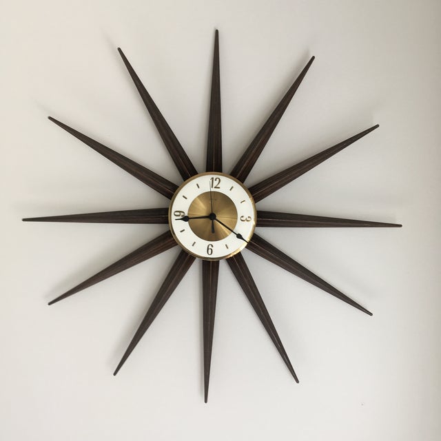 1950s Vintage Welby Starburst Wall Clock Chairish