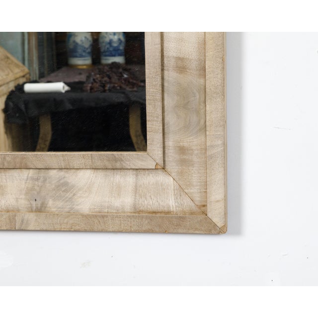 Midcentury French Bleached Walnut Mirror with Beveled Frame For Sale In Atlanta - Image 6 of 9