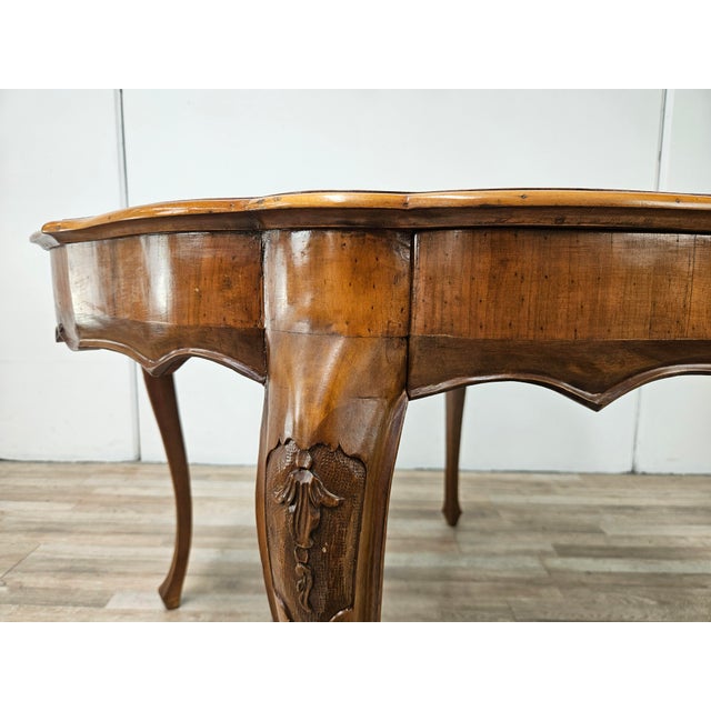 Baroque Style Table in Carved Walnut with Side Drawers, 1960 For Sale - Image 13 of 16