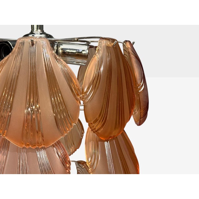 Mid-Century Modern, Orange Shell Motif Murano Glass, Pendant Light, 1960s For Sale In New York - Image 6 of 8