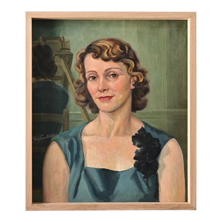 French Vintage Portrait Painting by Combrisson For Sale
