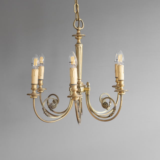 Gold Vintage Edwardian Chandelier, 1930s For Sale - Image 8 of 8