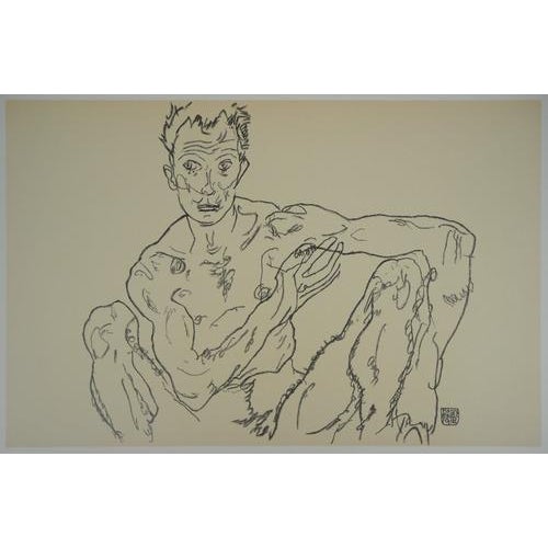After Egon Schiele, Nude Self-Portrait, Lithograph For Sale - Image 7 of 7