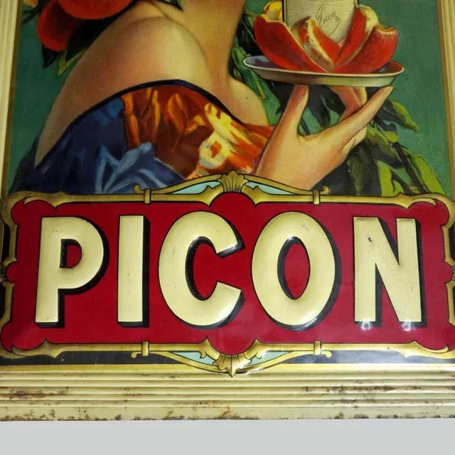 Green Lithographed Tin Picon Sign from Sirven, 1920s For Sale - Image 8 of 9