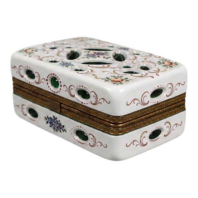 Antique Opaline Overlay Jewelry Box, 19th Century For Sale