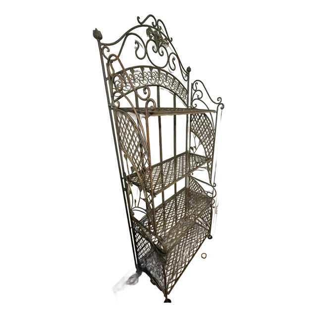 Mid 20th Century French Iron Baker's Rack With 4 Shelves For Sale