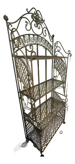 Mid 20th Century French Iron Baker's Rack With 4 Shelves