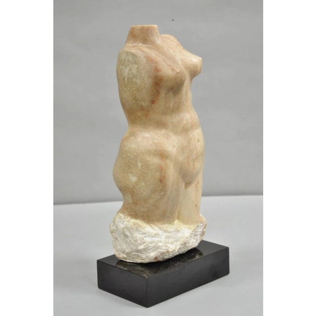 Late 20th Century Morton Gaffin Female Nude Bust Modernist Carved Peach Alabaster Sculpture For Sale - Image 12 of 12