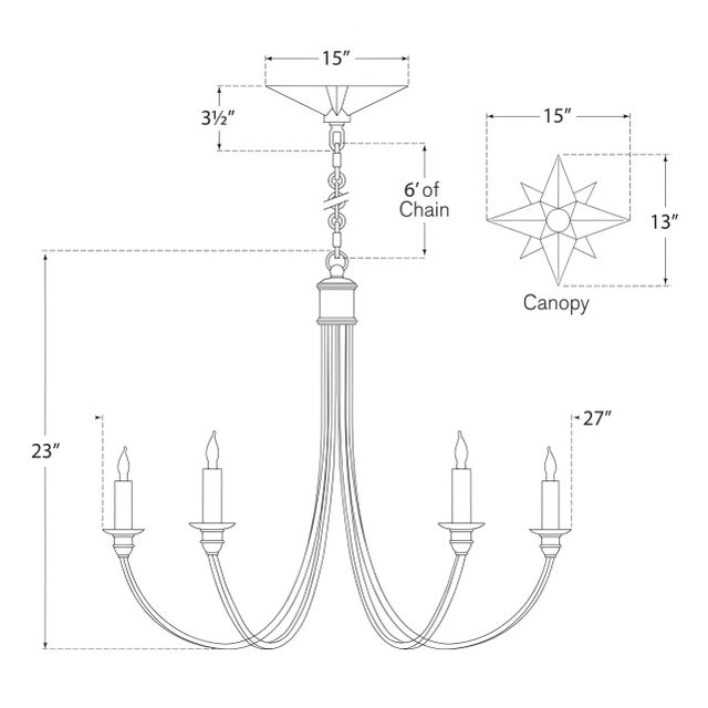 Visual Comfort Eric Cohler for Visual Comfort Signature Venetian Medium Chandelier in Hand-Rubbed Antique Brass For Sale - Image 4 of 4